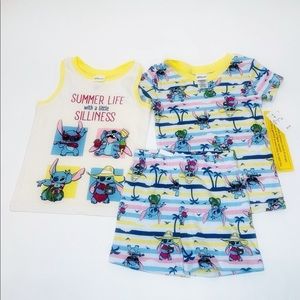Disney Stitch Little Girls 3 pc Shirts & Short Pjs Sleepwear